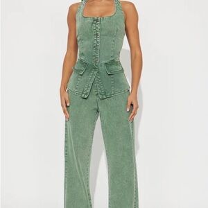 Green Women's Wide-Leg Jeans